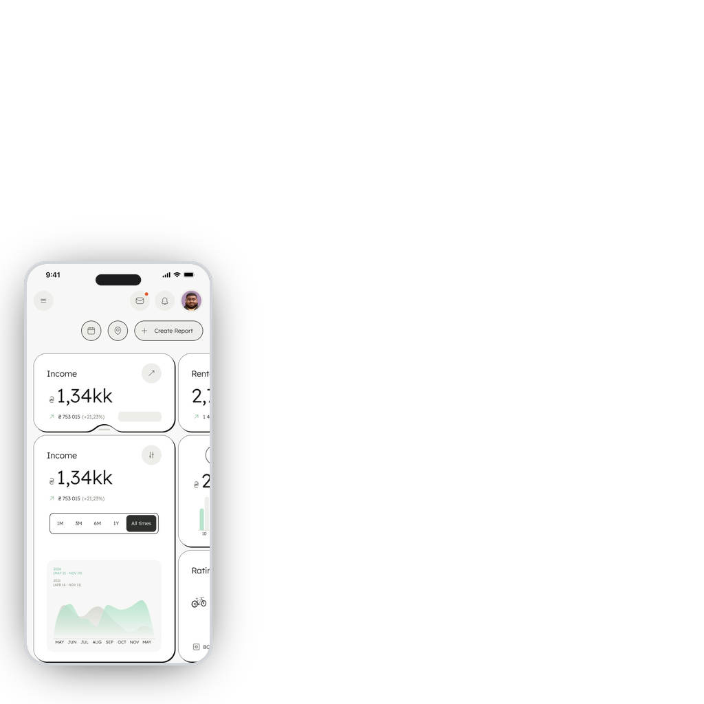 B2B SaaS Dashboard "Bike Center" - Mobile App
